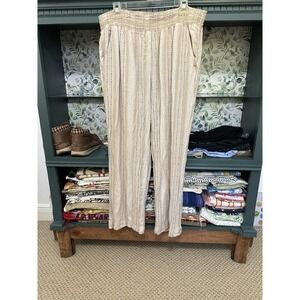 Briggs Women's Size XL Linen‎ Blend Pull-On Pants, Tan